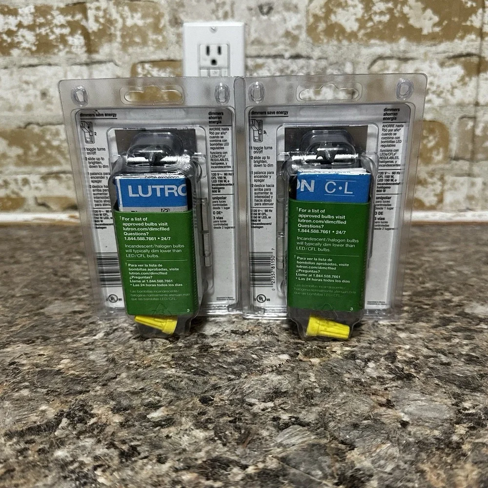 2pc Lutron TGCL-153PH-WH White C.L Toggler LED CFL Single Pole 3-Way Dimmer NEW!